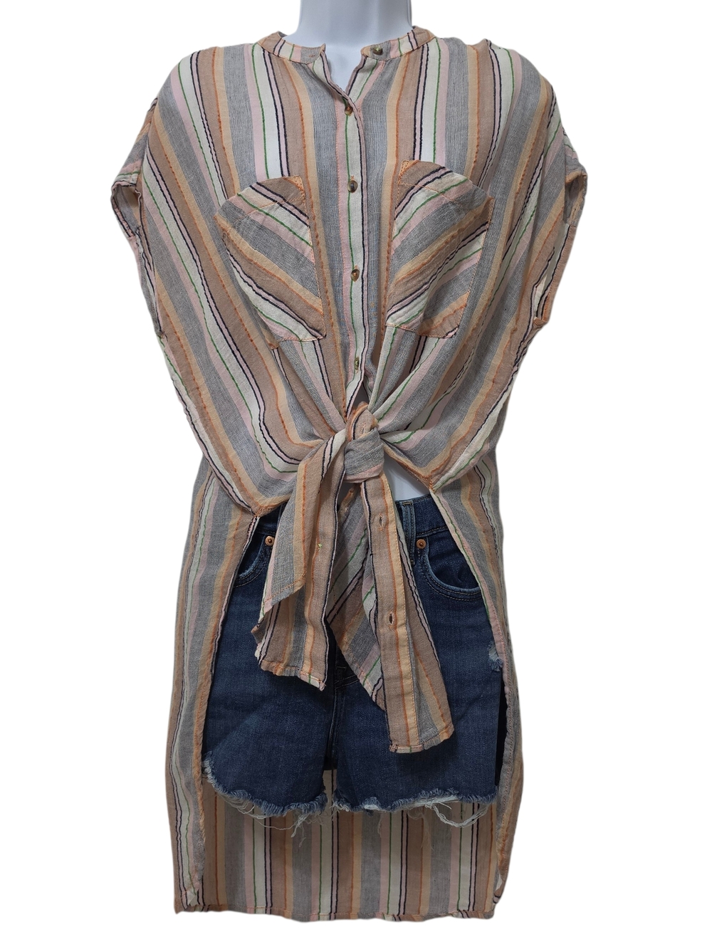 Anthropologie | Holding Horses Merida Striped Tunic Top Button Summer Cover Up